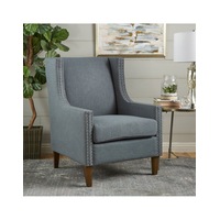Cecilia Classic Studded Light Grey Wingback Club Armchair