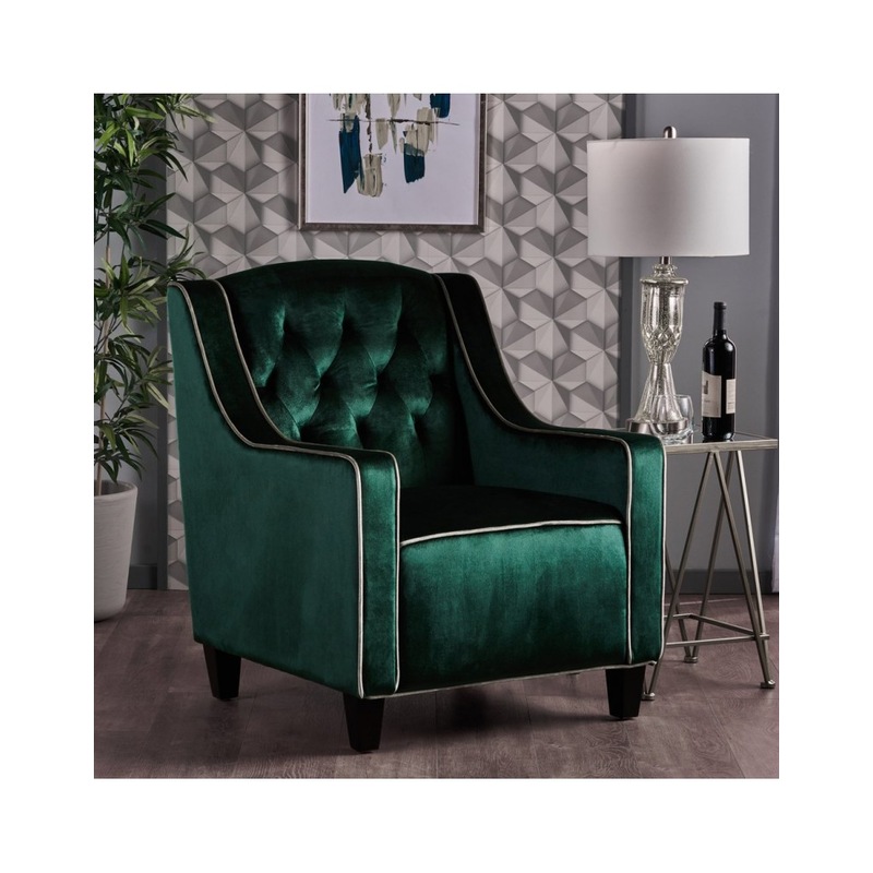 Milan TWO TONE TUFTED Emerald NEW VELVET CLUB CHAIR - MyDeal