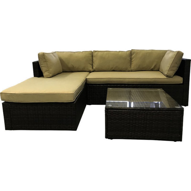 Buy Torrey 3pc Outdoor Wicker Sofa Lounge Set in Khaki MyDeal