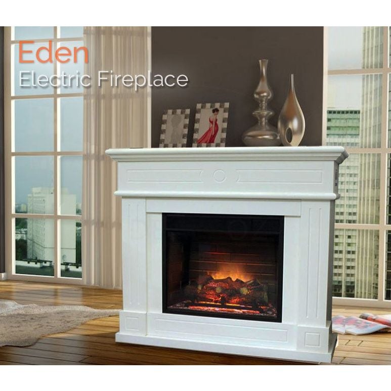 Buy Eden Mantel LED Electric Fireplace in White 2000W MyDeal