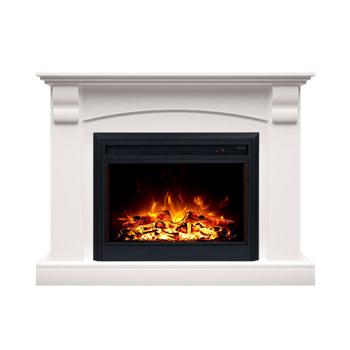 Ascot 2000W Electric Fireplace Heater White Mantel Suite with 30" Moonlight Insert