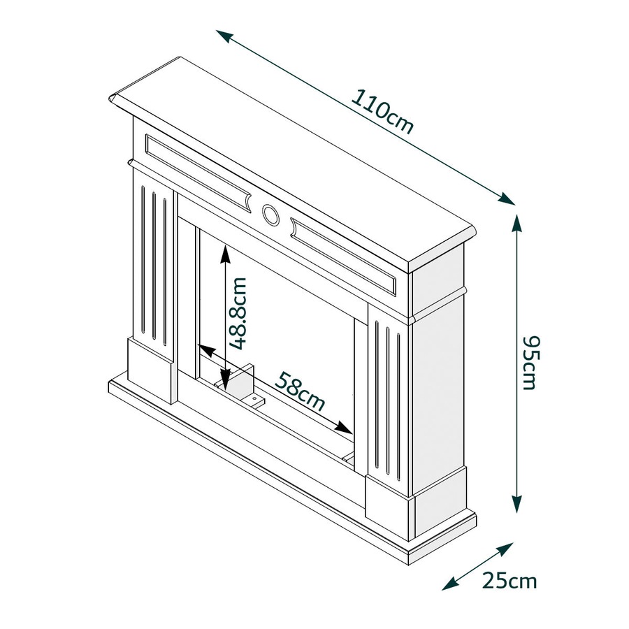 Aura 2000W Electric Fireplace Heater White Mantel Suite