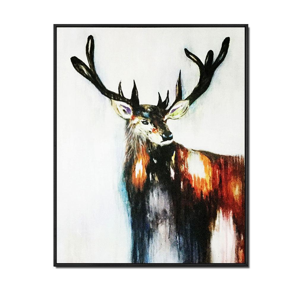 Framed Oil Painting Hand Painted Animals Pop Art Canvas - Deer (117cm x 96cm)