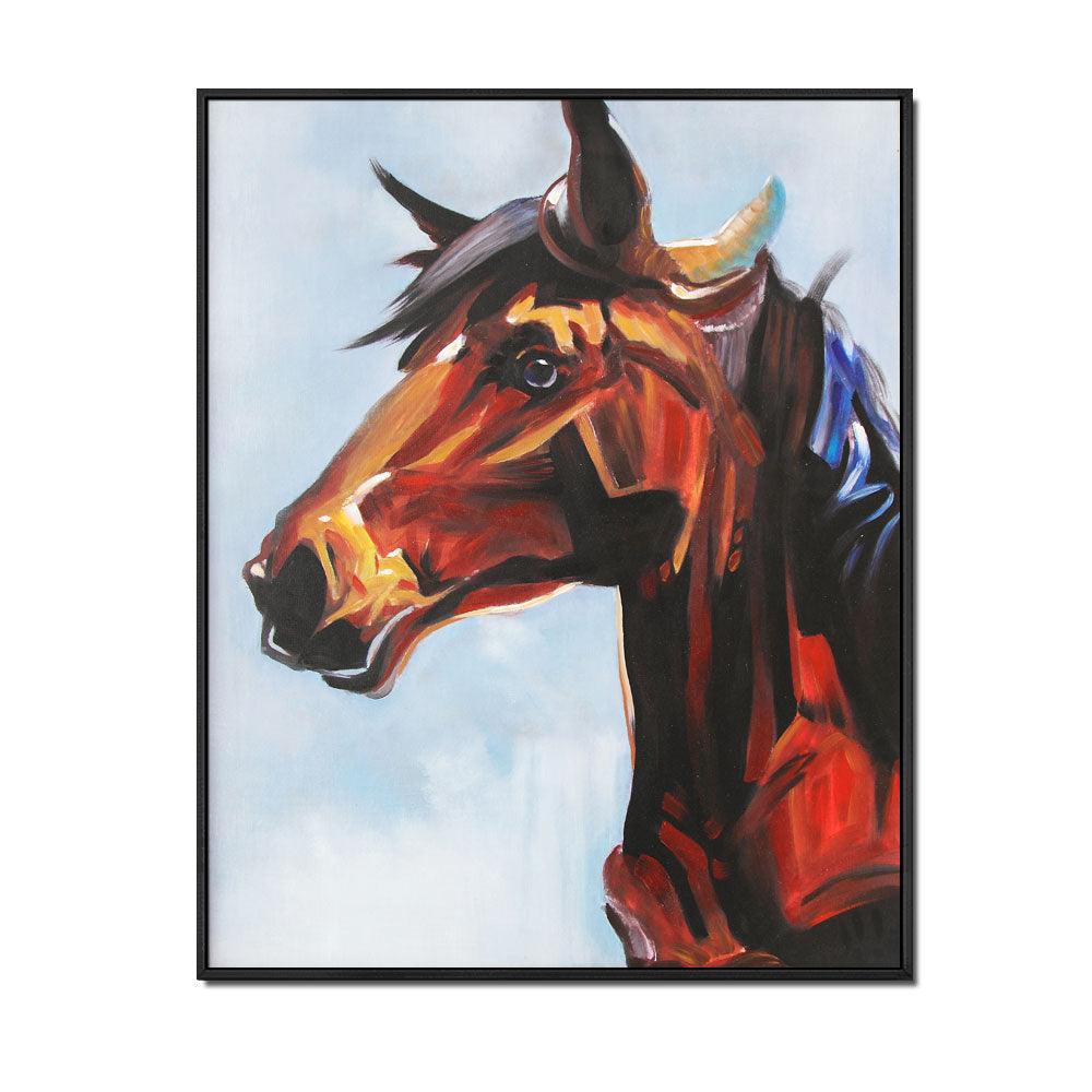 Framed Oil Painting Hand Painted Abstract Animals Canvas - Horse (110cm x 85cm)