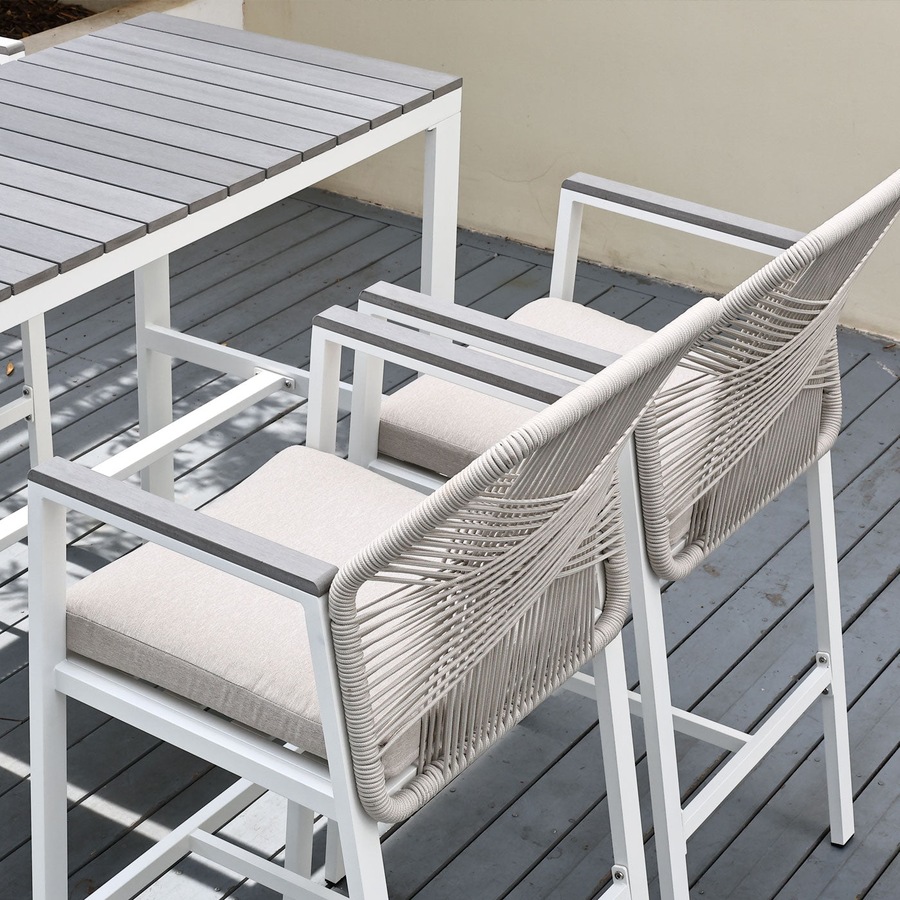 Brighton White Aluminium 5-Piece Outdoor Bar Table & Stool Set