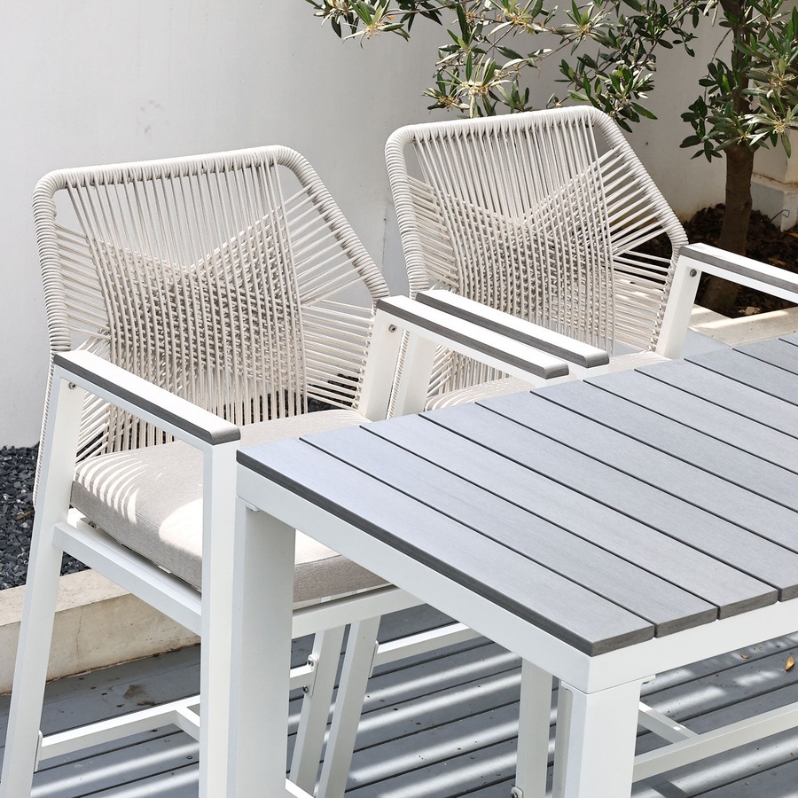 Brighton White Aluminium 5-Piece Outdoor Bar Table & Stool Set