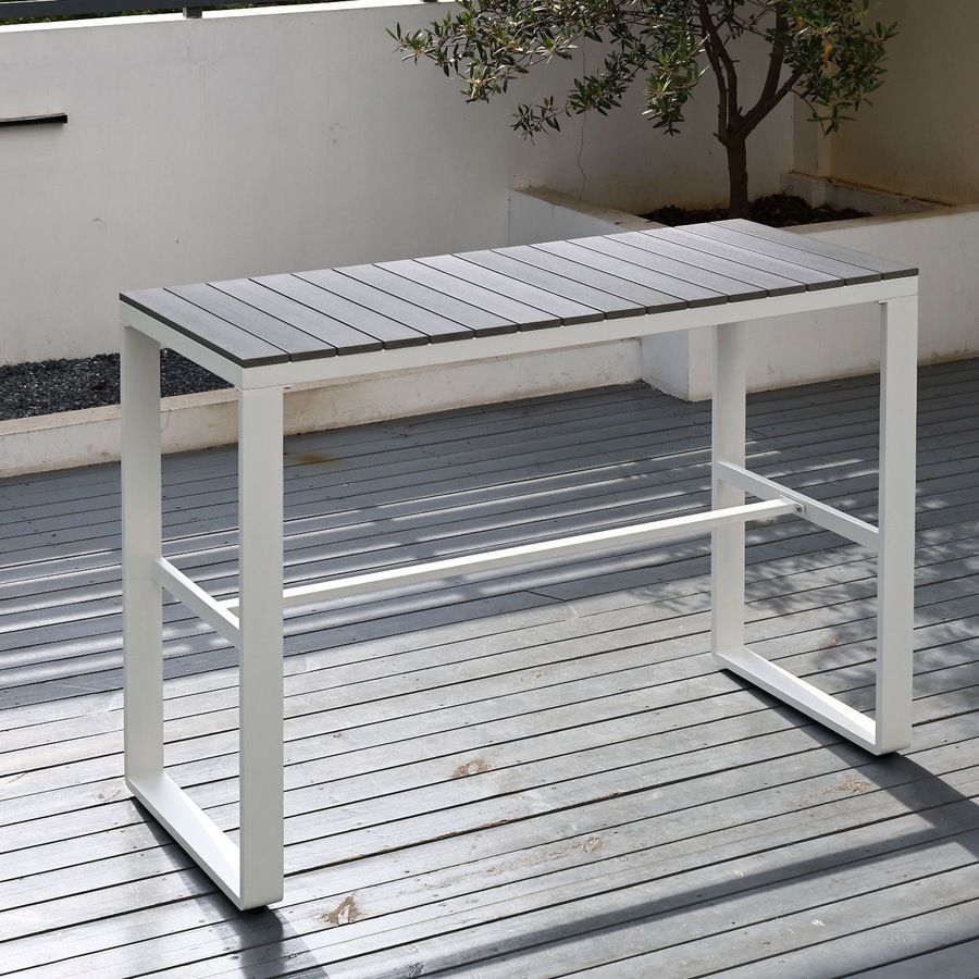 Brighton White Aluminium 5-Piece Outdoor Bar Table & Stool Set