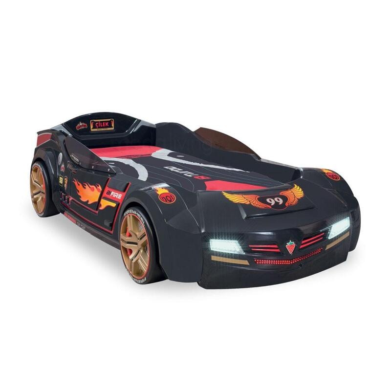 Cilek Kids Biturbo Race Car Bed With Led Lights - Black - Mydeal