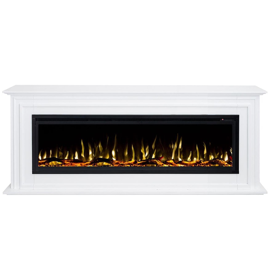 Concerto 1500W 60 Inch Electric Fireplace Insert with Eton White Mantel Suite
