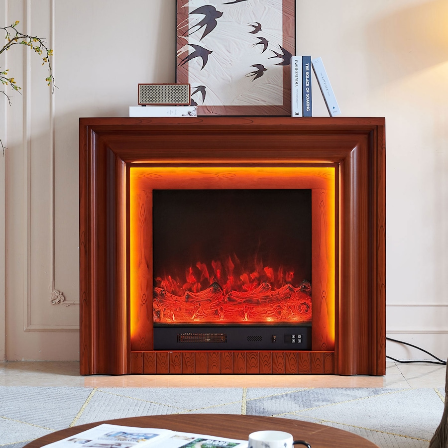 Emerald Electric Fireplace Heater Brown Mantel Suite - Smartphone Control