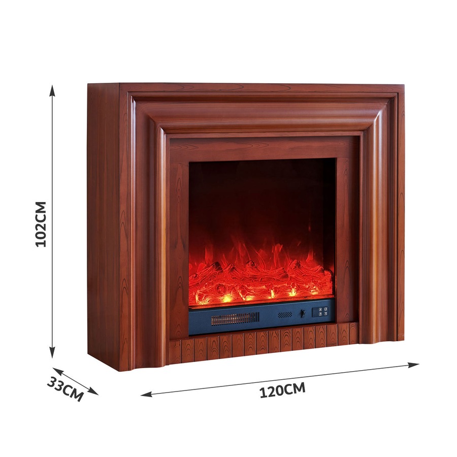 Emerald Electric Fireplace Heater Brown Mantel Suite - Smartphone Control