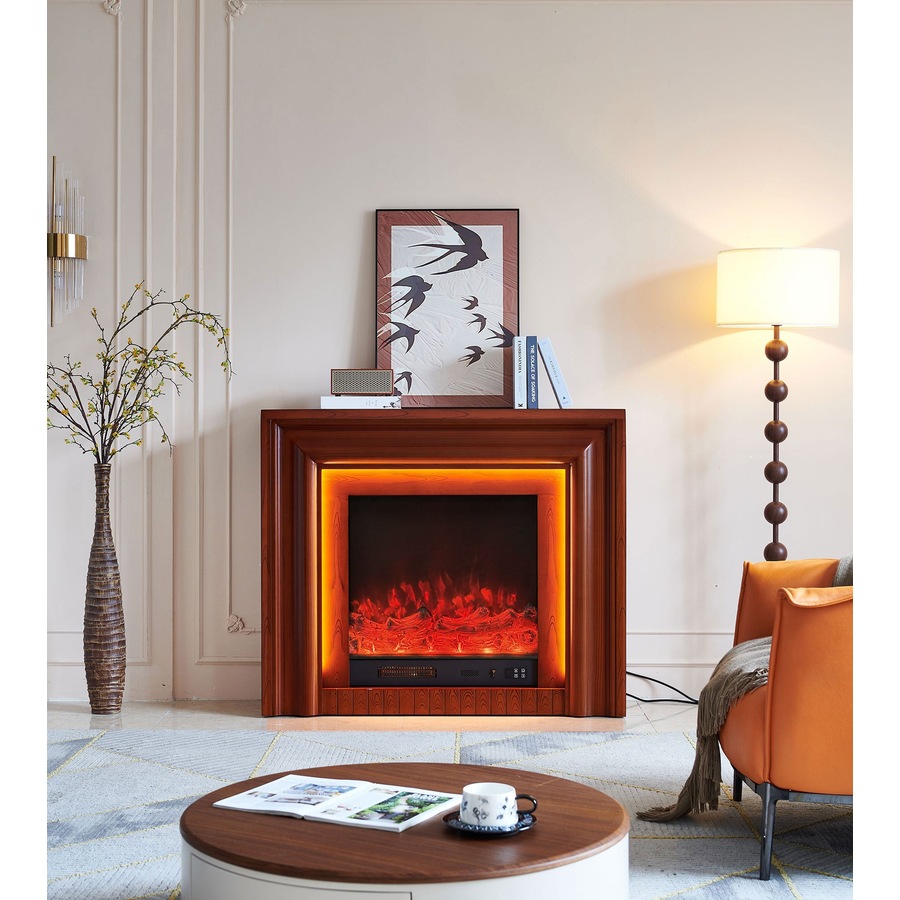 Emerald Electric Fireplace Heater Brown Mantel Suite - Smartphone Control