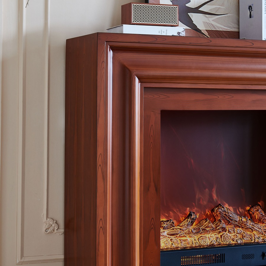 Emerald Electric Fireplace Heater Brown Mantel Suite - Smartphone Control