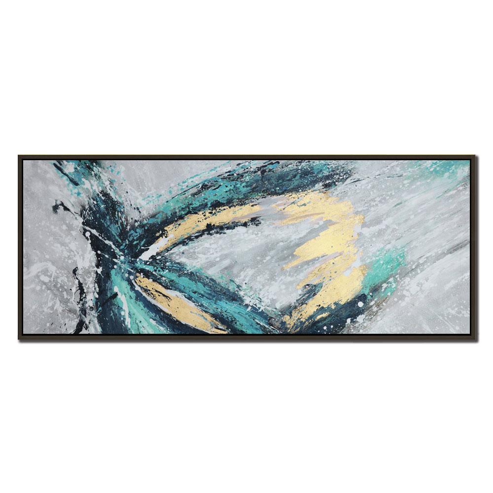 Framed Oil Painting Hand Painted Abstract Modern Canvas - Sparks Fly (150cm x 60cm)