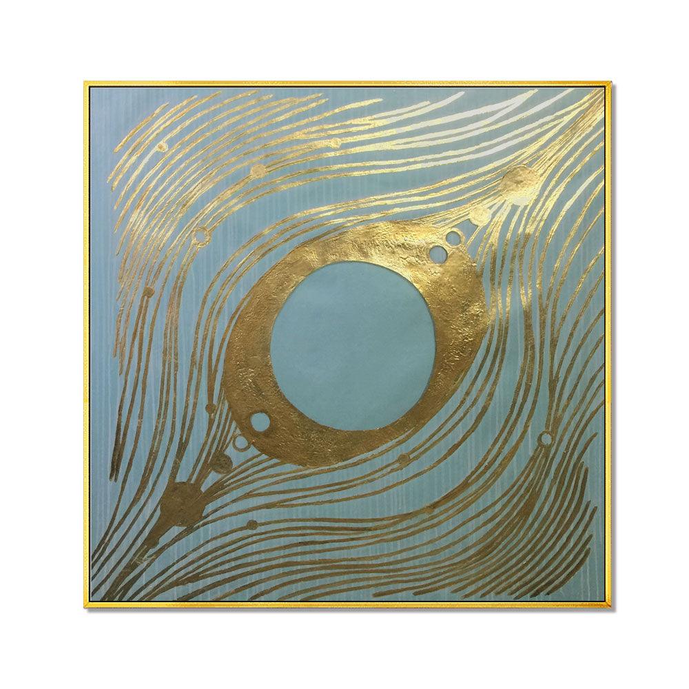 Framed Oil Painting Hand Painted Abstract Modern Canvas - Feathery (100cm x 100cm)