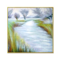 Framed Oil Painting Hand Painted Abstract Modern Canvas - River (100cm x 100cm)