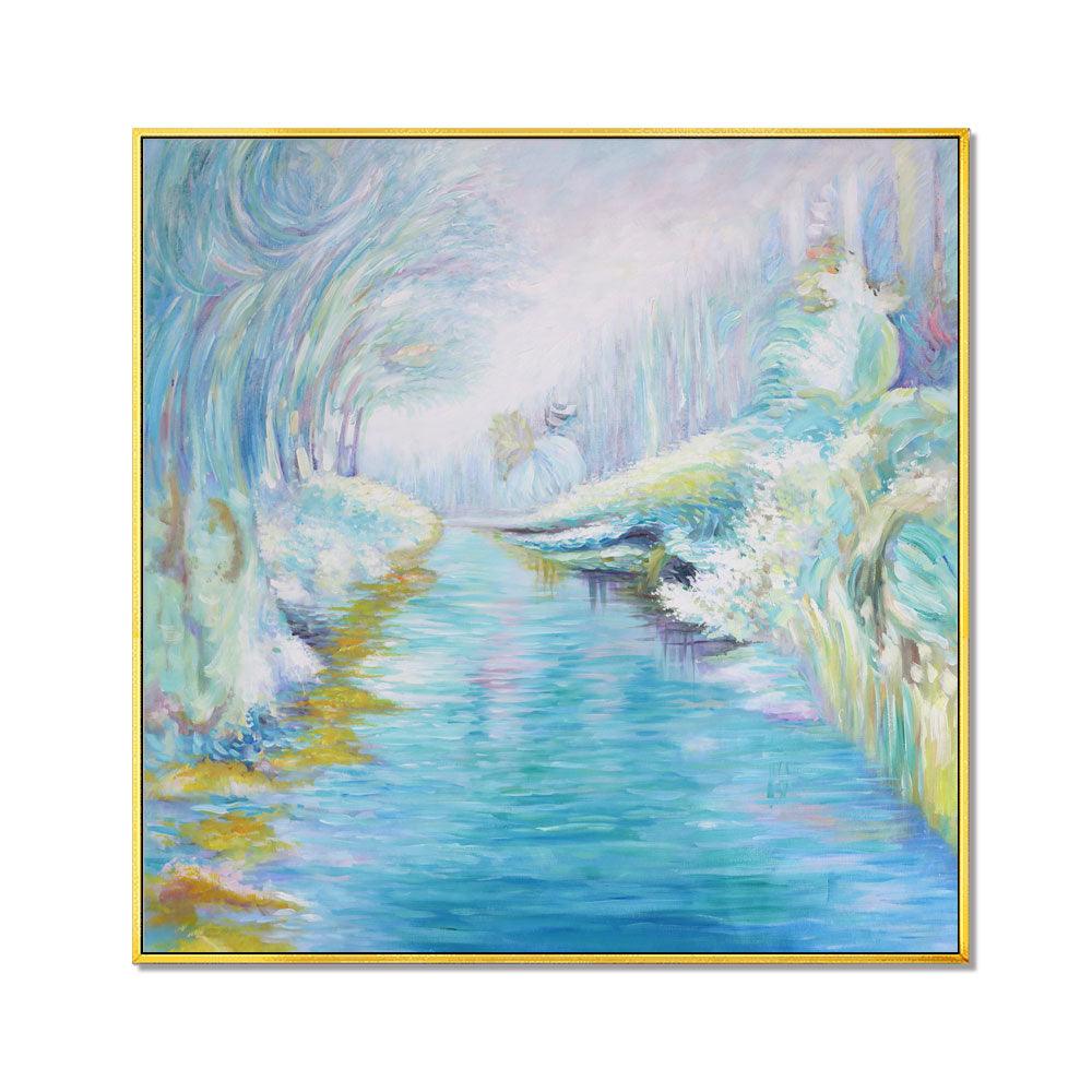 Framed Oil Painting Hand Painted Abstract Modern Canvas - Wonderland (100cm x 100cm)
