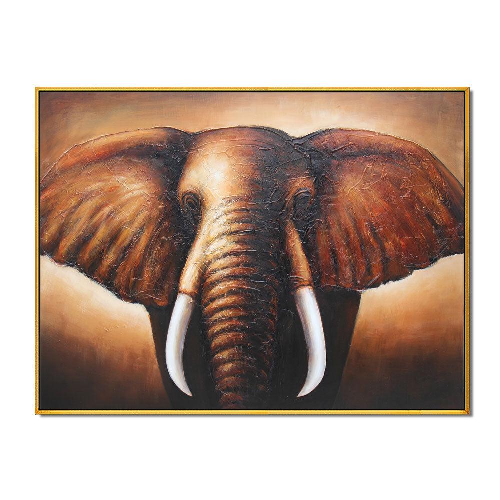 Framed Oil Painting Hand Painted Abstract Animals Canvas - Elephone (91cm x 122cm)