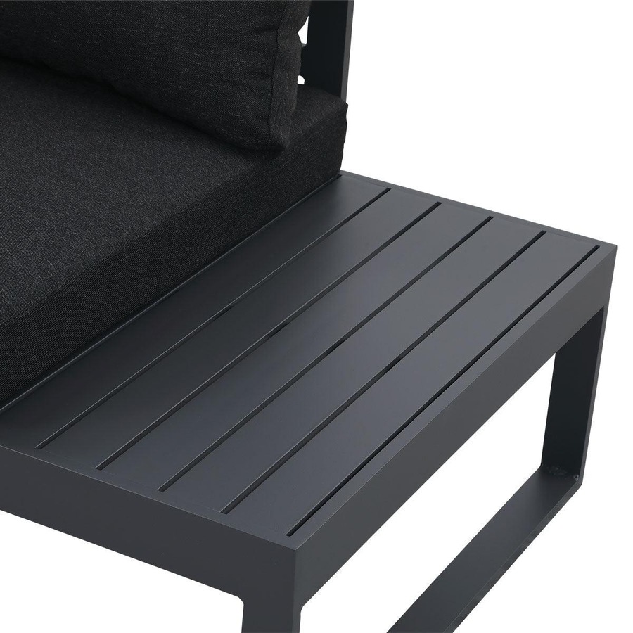 Hampton Charcoal Aluminium Sofa Lounge Set - Charcoal Grey Cushion