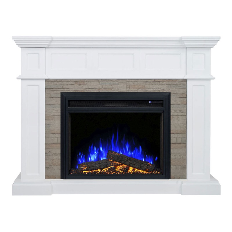 Hudson 2000W Electric Fireplace Heater Stone Veneer Mantel Suite with
