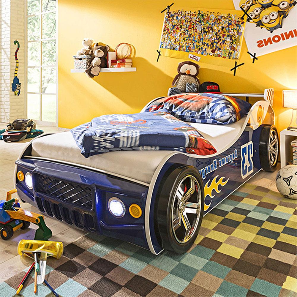 Kids GTR Racing Car Bed with Head Lights 3D Wheels Blue Buy Car