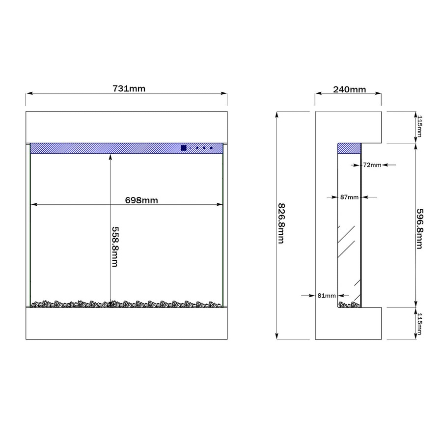 Legato Floating 3 Sided Wall Mounted Electric Fireplace
