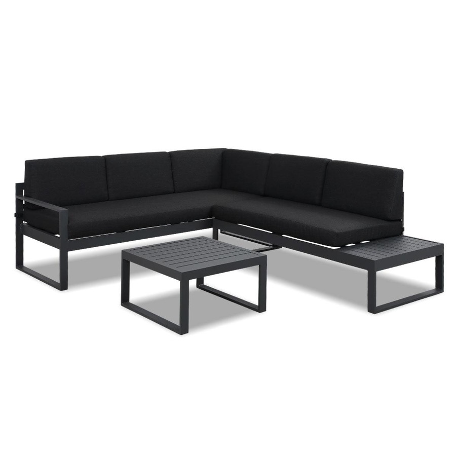 Milano Charcoal Aluminium Sofa Lounge Set - Dark Grey Cushion