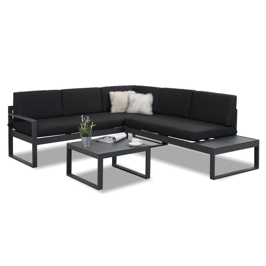 Milano Charcoal Aluminium Sofa Lounge Set - Dark Grey Cushion