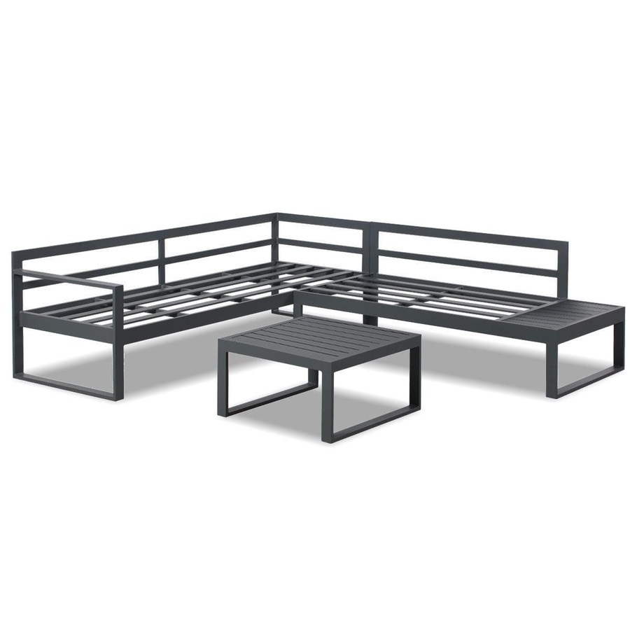 Milano Charcoal Aluminium Sofa Lounge Set - Dark Grey Cushion