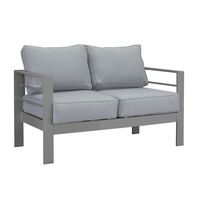 Paris 2 Seater Charcoal Aluminium Outdoor Sofa Lounge with Arms - Grey Cushion