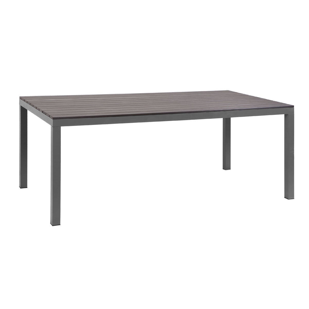 Manly Charcoal Aluminium Outdoor Dining Table with Faux wood Top (180x95cm)
