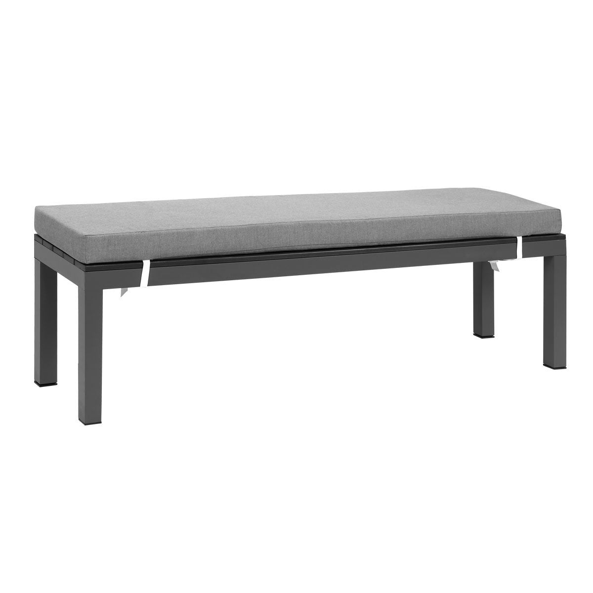 Manly Charcoal Aluminium Outdoor faux wood Top Bench with Grey Cushion (Set of Two)