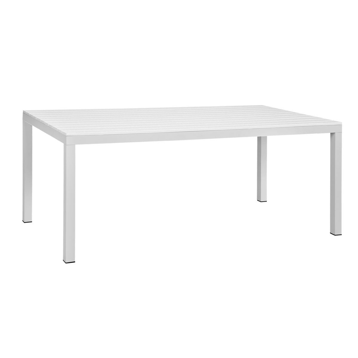 Manly White Aluminium Outdoor Dining Table with Faux wood Top (180x95cm)