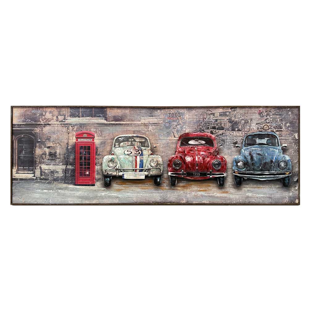 Pallet Wood Oil Painting Hand Painted Wall Art - Beetles & Booth (151cm x 50cm)