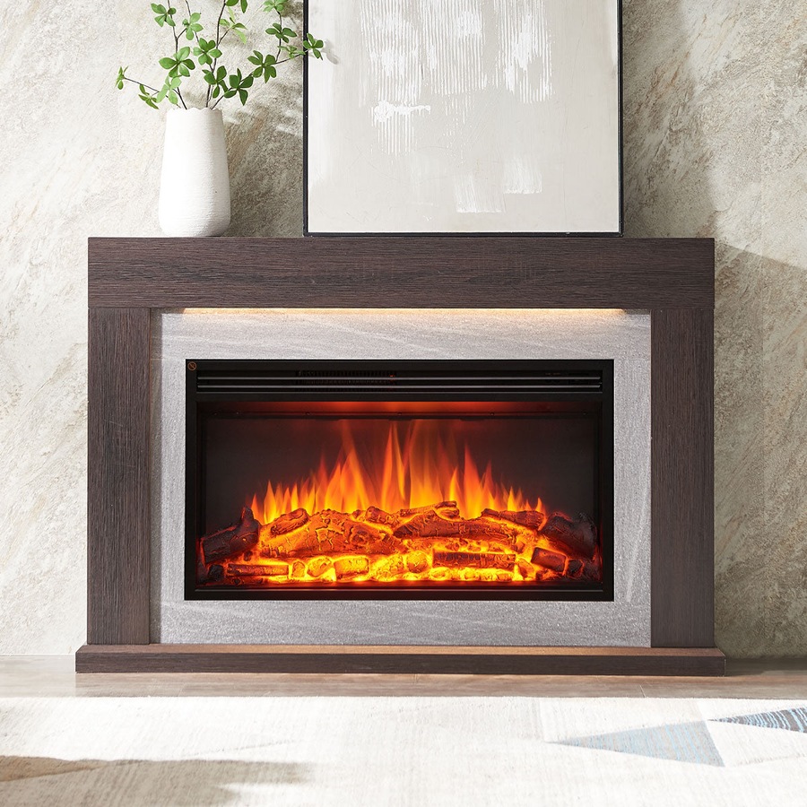 Buy Ruby 2000W Electric Fireplace Heater Espresso Oak Mantel Suite ...