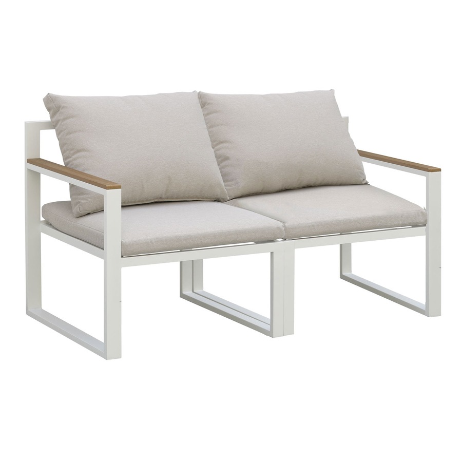 Sunbury 5-Piece White Outdoor Armchair Furniture Sofa Set with Stools & Table