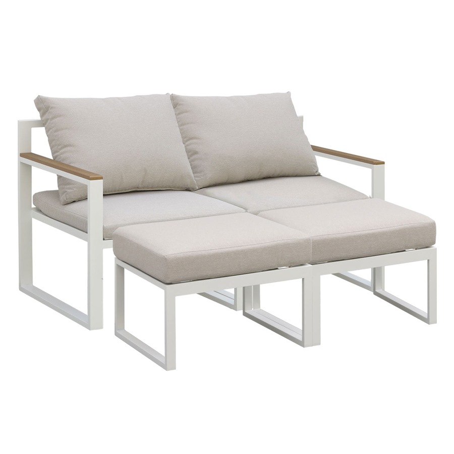 Sunbury 5-Piece White Outdoor Armchair Furniture Sofa Set with Stools & Table