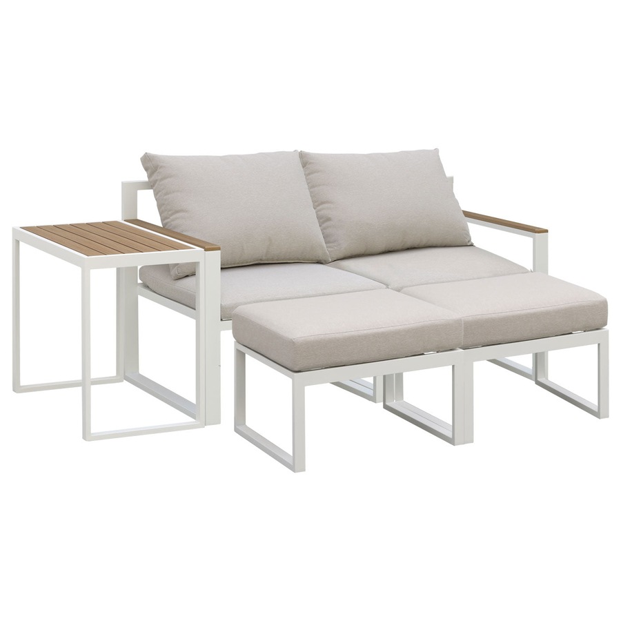 Sunbury 5-Piece White Outdoor Armchair Furniture Sofa Set with Stools & Table