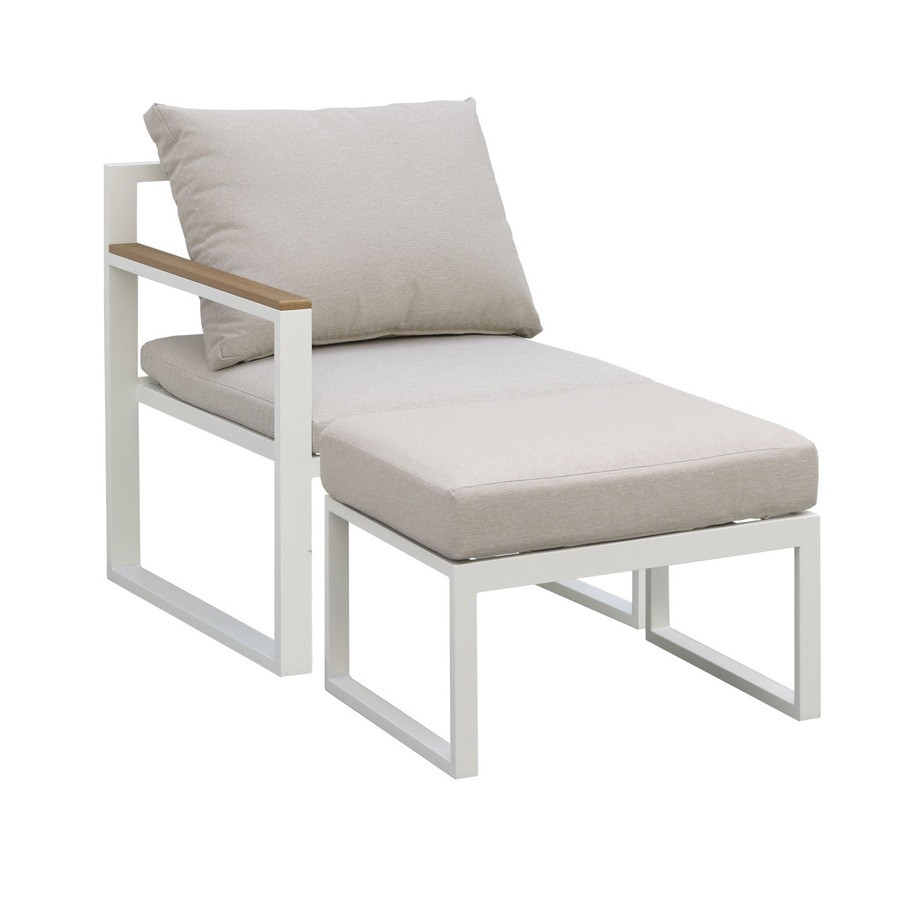 Sunbury 5-Piece White Outdoor Armchair Furniture Sofa Set with Stools & Table