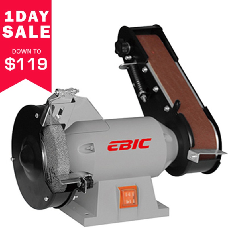 EBIC Bench Grinder & Belt Sander Combo, Linisher Polisher Polishing Wheel, Free 6 Sanding Belt