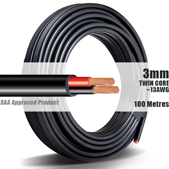 TWIN CORE WIRE 3mm 100M Meter 2 AUTOMOTIVE MARINE ELECTRICAL CABLE Boswell