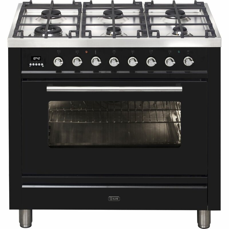 ILVE 90cm Black Freestanding Dual Fuel Oven/Stove NT96WMP/BK MyDeal