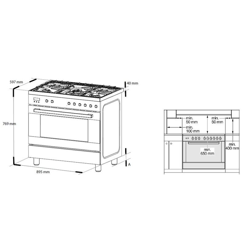 InAlto 90cm 112L Dual Fuel Freestanding Oven/Stove RU9EGB Buy Ovens