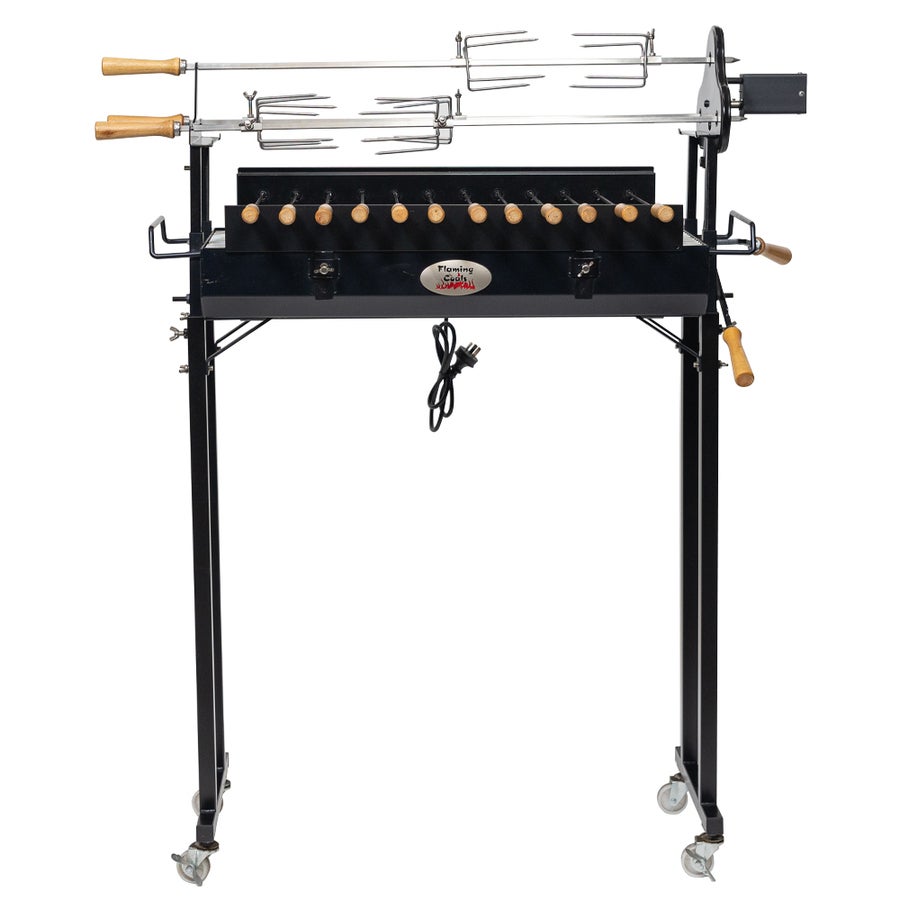 Cyprus Spit Roaster Rotisserie- Charcoal BBQ Grill- Multi Skewer - Flaming Coals