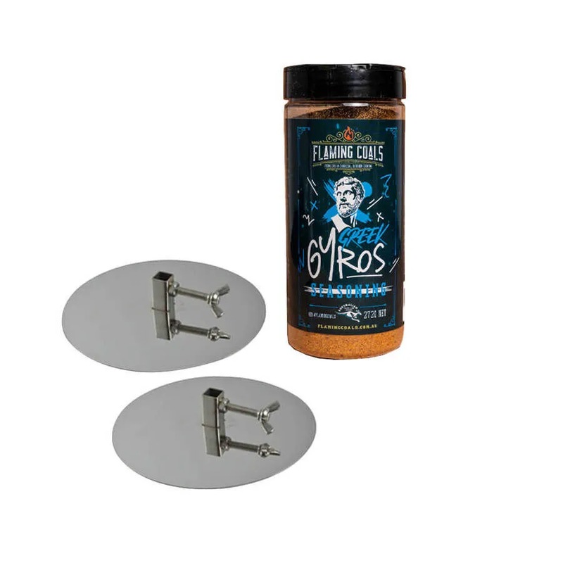 Buy Jumbuck BBQ Spit Greek Gyros Disc Plates and Seasoning Pack Gryros Rub MyDeal