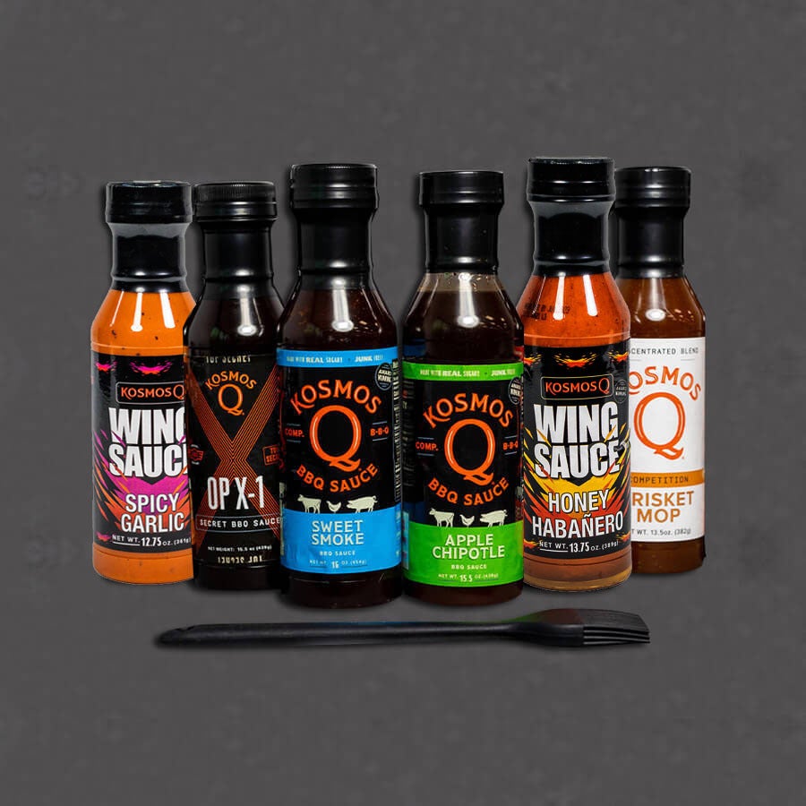 Kosmos Q's Ultimate BBQ Sauce 7 Pack with free Basting Brush