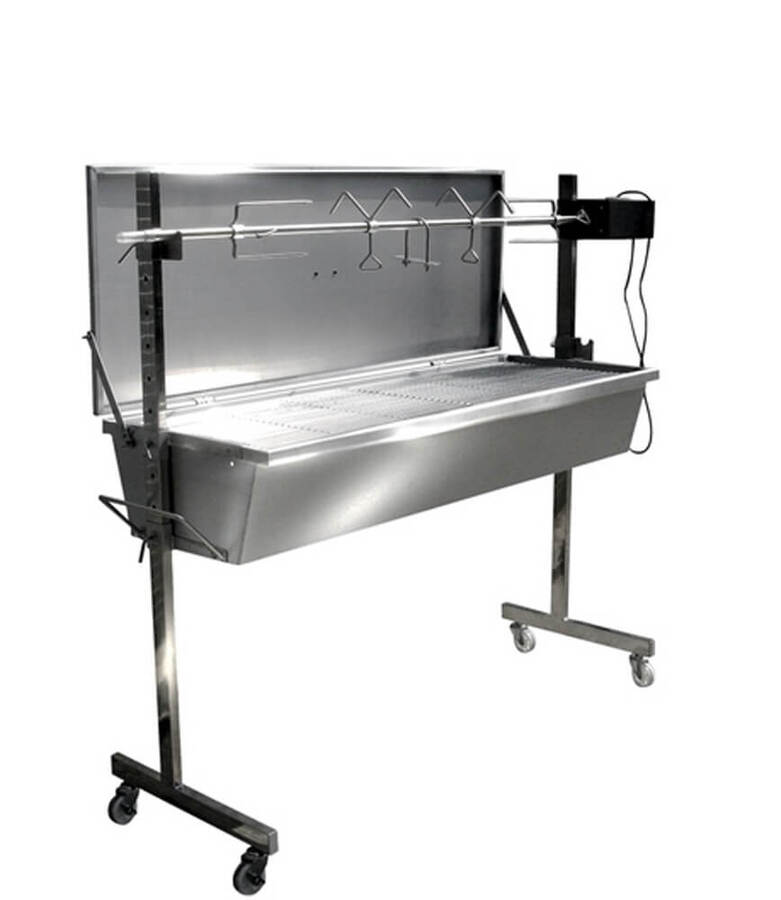 Large Stainless 60kg Warrior Pig Spit Roaster Rotisserie Charcoal BBQ Grill - Wh