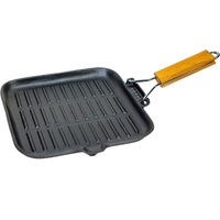 Folding Handle Cast Iron Fry Pan 240mm Square - Supex