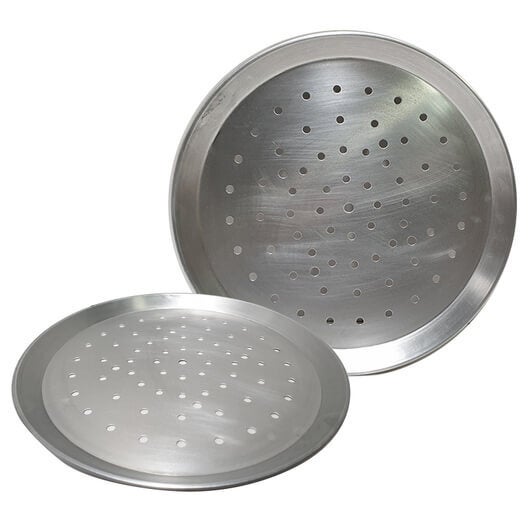 Perforated Aluminium Pizza Tray - Crispy Pizza Base - Holes in tray