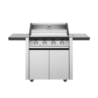 Beefeater 1600 Series Stainless Steel 4 Burner BBQ & Trolley w/ Side Burner, Cast Iron Burners & Grills- BMG1641SA